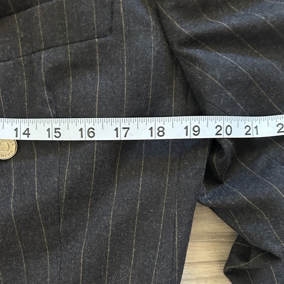 Elegant Double-Breasted Black  VTG Pinstripe Blazer 3/4 sleeve patrick hellman - Picture 4 of 8